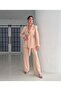 Women's Belted Blazer Jacket and Wide-Leg Pants Set Beige - 3