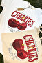 Cherries Pattern White Oversize Women's T-Shirt and Free Cloth Bag - 3