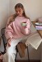 Pink Crew Neck Oversize Knitwear Sweater Sh173 - 8