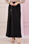 Elastic Waist Skirt with Side Zipper Detail-Black