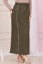 Elastic Waist Skirt with Side Zipper Detail-Khaki - 3