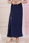 Elastic Waist Skirt with Side Zipper Detail - Navy Blue - 3