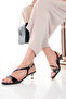 Women's Black Patent Leather Elegant Thin Heeled Summer Sandals - 3