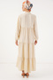 1627 Collar Lace-up Hijab Dress - Cream - 6