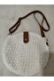 Design Hand Knitted Paper Rope Oval Baguette Shoulder Bag (Color Straw) - 5