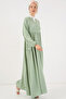 2527 Women's Long Hijab Dress - Light Green - 4