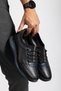 Men's Black Genuine Leather Full Orthopedic Shoes - 7