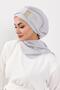 Ready-To-Wear Turban with Low-Cut Neckline and Gold Accessories, Light Grey, Ht-11A - 3