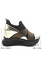 Lopez Exclusive Gold Patent Leather Stretch Stone Hidden Wedge Heeled Casual Shoes - 2