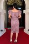 Embroidery Lace Fabric Boat Neck Pencil Dress - Dry Rose - 5