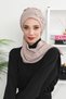 Stylish Ready-To-Wear Turban with Metal Accessories, Mink, Ht-94 - 6