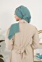 Ready-To-Wear Turban with Low-Cut Neckline and Gold Accessories, Mint Green, Ht-11A - 4