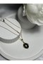Mg-03S Guaranteed Tarnish Free Steel Necklace, Black Pearlescent Zircon Stone Necklace - 3