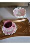 Hand-Knitted 6-Piece Heart-Patterned Daisy Cup/Cup/Mug Coaster with Basket (Coaster 13 cm) - 2