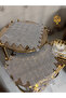 Runner Living Room Coffee Table Cover Set French Laced Dowry Set Gray 5 Pieces - 6
