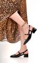 Ba04584 Black Patent Leather Women's Belt Elasticated Square Toe 3 cm Heeled Shoes - 37