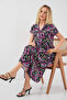 Women's Buttoned Short Sleeve Floral Dress - 2