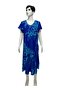 Blue Coral Patterned V-Neck Casual Summer Dress – Asymmetric Cut 38-50 Size Compatible - 3