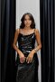 Black Sequined Strap Dress - 7