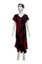 Black Red Coral Patterned V-Neck Casual Summer Dress – Asymmetrical Cut Compatible Size 38-50 - 5