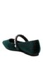 Women Diamante Brooch Velvet Ballerinas in Green - 3