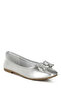 Women Rhinestone Buckle Metallic Ballerinas in Silver - 2