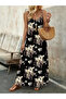 Women's Rope Strap V-Neck Floral Patterned Single Jersey Dress