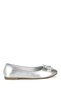 Women Rhinestone Buckle Metallic Ballerinas in Silver
