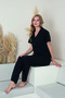 Women's 100% Natural Cotton Heart Shirt Collar Short-Sleeve Pajama Set