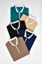 Men's 5-Pack Navy-Black-Mink-Green-Sand Slim Fit Cotton Solid Zipper Pique Polo Neck T-Shirt