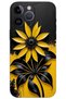 iPhone 14 Pro Max Case Hd Pattern Printed Back Cover - Black Yellow Flower