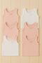 Girl's Wide Strap Ribbed Undershirt Set of 6 Cotton Comfortable Cut Pink, White and Mink