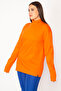 Women's Plus Size Orange Cotton Fabric Turtleneck Blouse 65n29627 - 5