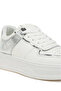 Women Metallic Paneling Platform Sneakers White Silver - 5