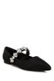 Women Diamante Brooch Glitter Ballerinas in Black - 2