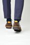 Italian Model Genuine Leather Men's Brown Orange Striped Casual Shoes - 5