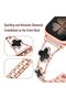 Apple Watch 38mm 40mm 41mm 42mm | Sparkle Diamond Cute 4 Leaf Clover Dressy Metal Band | RoseGold/Black - 2