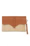 Cloe Magnet Cover Straw Clutch Bag Camel