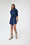 Navy Blue Front Stripe Detailed Cotton Shirt Shorts Skirt Set - 5116
