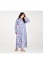 Blue and White Abstract Printed Maxi Shirt Dress – with Long Sleeves and Collared Neckline - 4