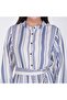 White and Blue Printed Tiered Maxi Dress – Mandarin Collar with Elastic Cuffs - 5
