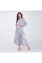 White and Blue Printed Tiered Maxi Dress – Mandarin Collar with Elastic Cuffs - 7