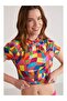 Rainbow Geometric Patterned Crop Bikini - 2