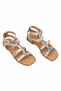 Elit Talia Women's Genuine Leather Flat Sandals Beige - 2