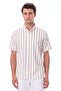 Short Sleeve Striped Men's Shirt - Cotton Summer Fabric - Menton Beige - 5