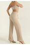 Lady's Elastic Waist Slack Seersucker Wrinkle Fabric Palazzo Pants - 4