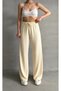 Queen'S////// New Season///// Ultra-Flexible Seersucker Fabric Women's Palazzo Pants with Elastic Waist