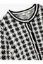 Houndstooth Patterned Buttoned Plush Black Women's Cardigan 6Wak90039Ht - 4