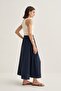 Women's Organic Cotton Asymmetrical Cut Skirt Navy Blue - 4