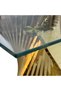 Coffee Table for Living Room, 130 cm Clear Tempered Glass Top Center Table, Gold Stain - 6